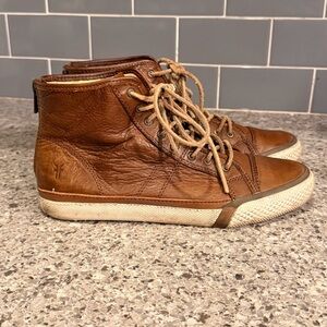 Frye Greene Women's Leather L High Top Zip Back Fall Sneakers 8.5 M Brown